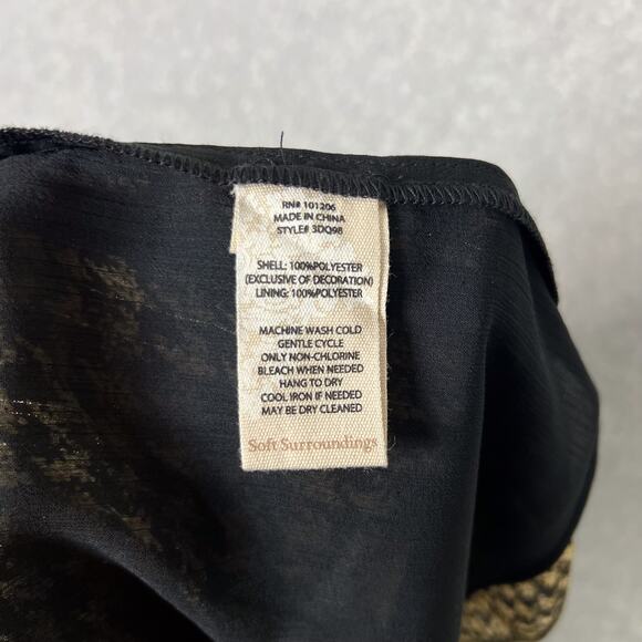 Soft Surroundings Black Gold Houndstooth 3/4 Sleeves Blouse Size Medium Petite - Picture 10 of 10